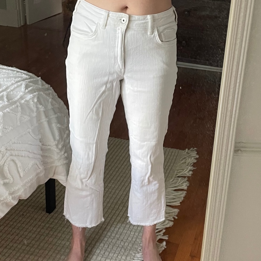 Anthropologie Pilcro High Waist Cropped White Jeans Size 30